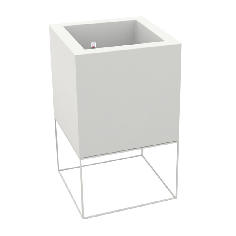 Vela Resin Pot Planter, Ecru, 27.5" H x 15.75" W x 15.75" D