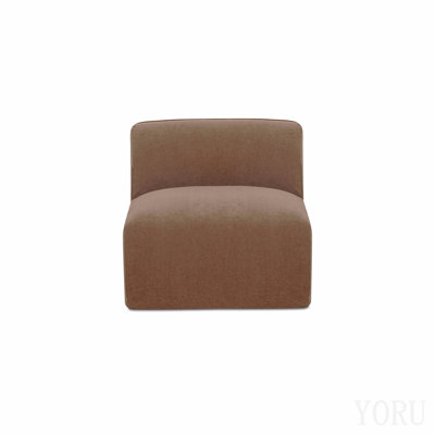 Fauteuil d'appoint monobloc - Fauteuil modulable, housse en polyester, mousse haute densité garnie de duvet, couleur moka