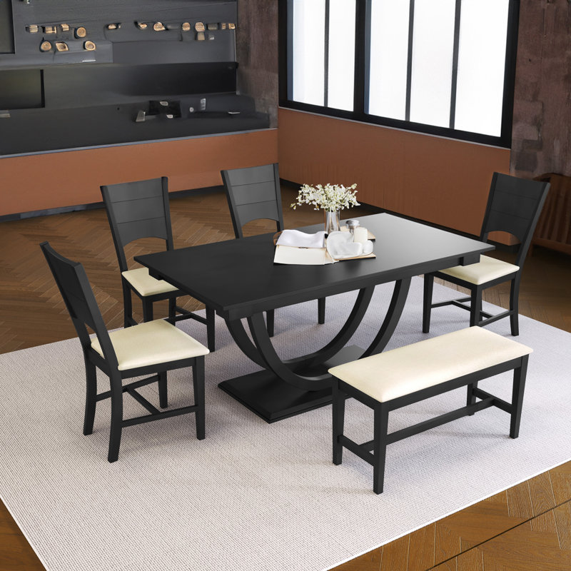Cassina 6 - Person Pedestal Dining Set, Gray