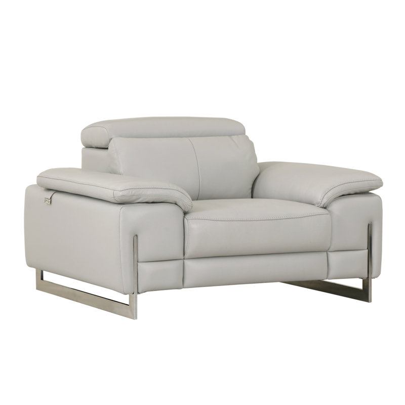 Fauteuil en cuir italien Global United, Gris clair