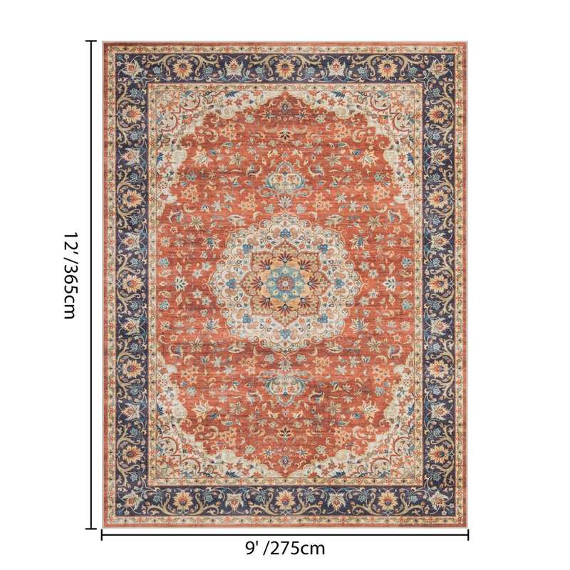 Contemporary Design Multi Accent Rug, Red, Rectangle 9' x 12'