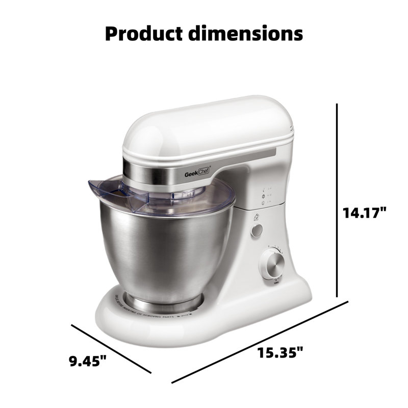 Electric Vertical Mixer, 4.8 Quart Capacity, 12 Speed Settings, Tilting Head, Suitable For Home Kitchens, Equipped With Egg Beater, Mixing Paddle, Mixing Bowl, White