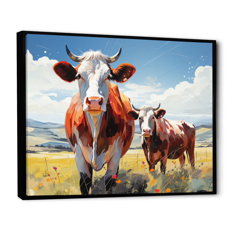 Bétail Biay Pastoral Grazers géométrique III - impression, H 12 po x l 20 po, Cadre flottant noir