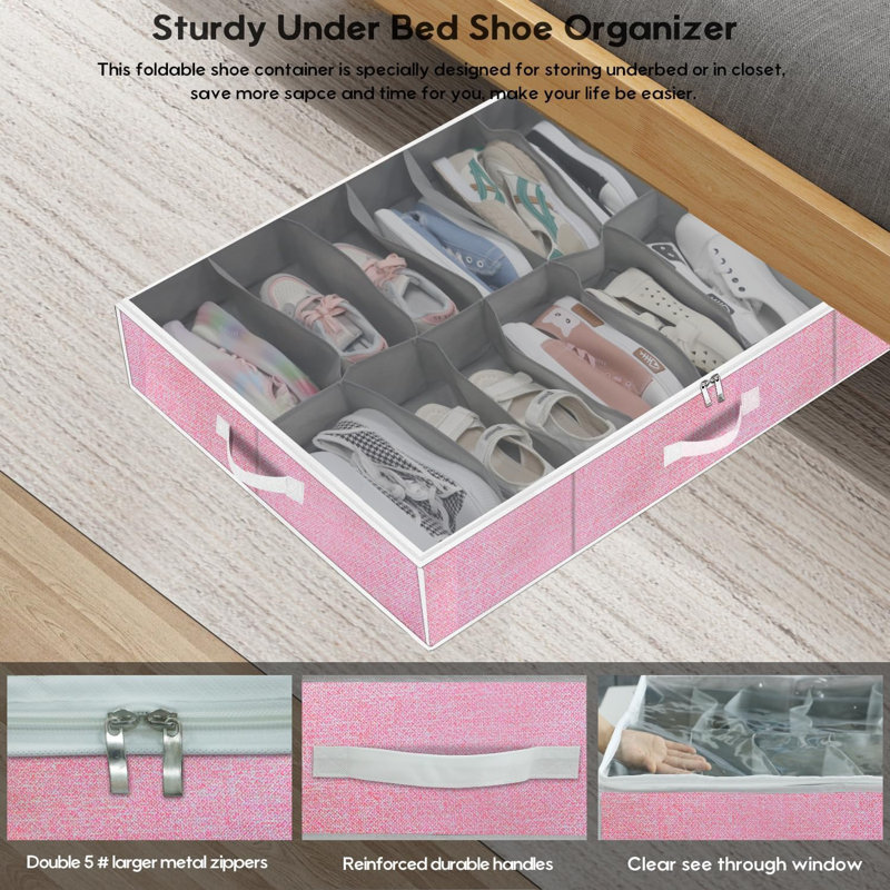 Large Clear Shoe Storage Box Folding Underbed Organizer