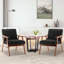 Fauteuil à oreilles Mid-Century - Cuir PU - Structure en bois d'hévéa