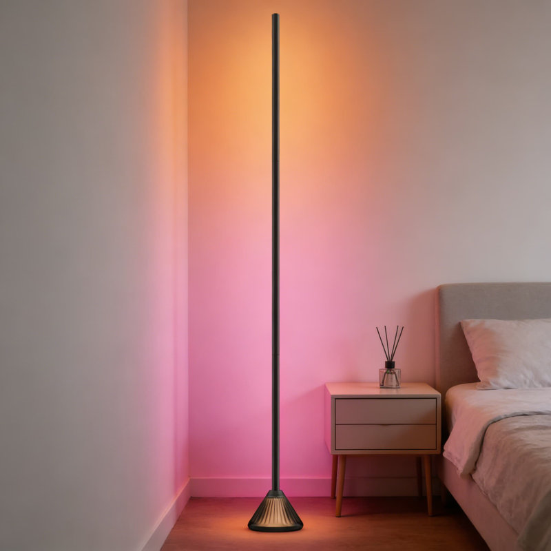 Smart RGB LED Corner Floor Lamp With App & Remote Control, Music Sync, Scene Modes, Modern Ambient Lighting For Living Room, Bedroom, Gaming Room