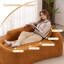 Chaise longue à compression Compression, canapé-lit en chenille 3 en 1 avec assise profonde, 1 coussin assorti, vert olive, sans assemblage pour le salon, la chambre à coucher, l’appartement-1241110687