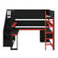 Lit mezzanine en bois multifonctionnel avec configuration de jeu, marches de rangement, bureau et panneau perforé d'organisation-109780190
