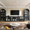 Ensemble de meuble télé 4 pièces, console multimédia avec tablettes réglables pour le salon, salle de séjour pour commode modulaire style campagne moderne pour téléviseur de 70 pouces au-dessus