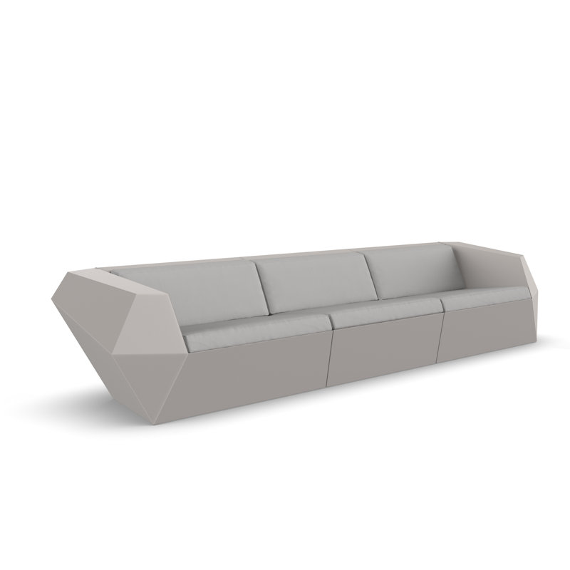 Faz 130.75" Wide Outdoor Patio Sofa with Cushions, Nautical Natural, White