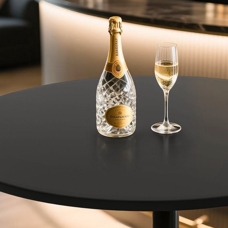 Table bistro 32 ", table basse réglable à hauteur de bar ronde avec base en métal et plateau en bois, Noir, noir, noir, noir