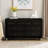Rea Wide Dresser, 7 Drawers With Crystal Knobs, Gray Velvet Upholstery-117559603