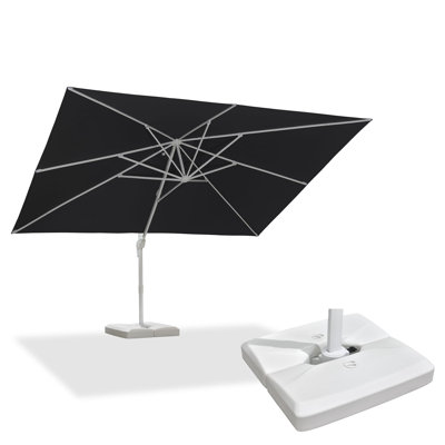 Pole 10' x 13' Rectangular Economical Large Cantilever Gray Umbrella with White Base