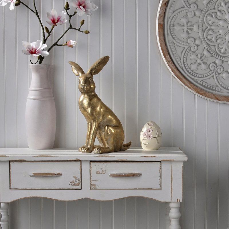Lapin doré 15,5 po en résine