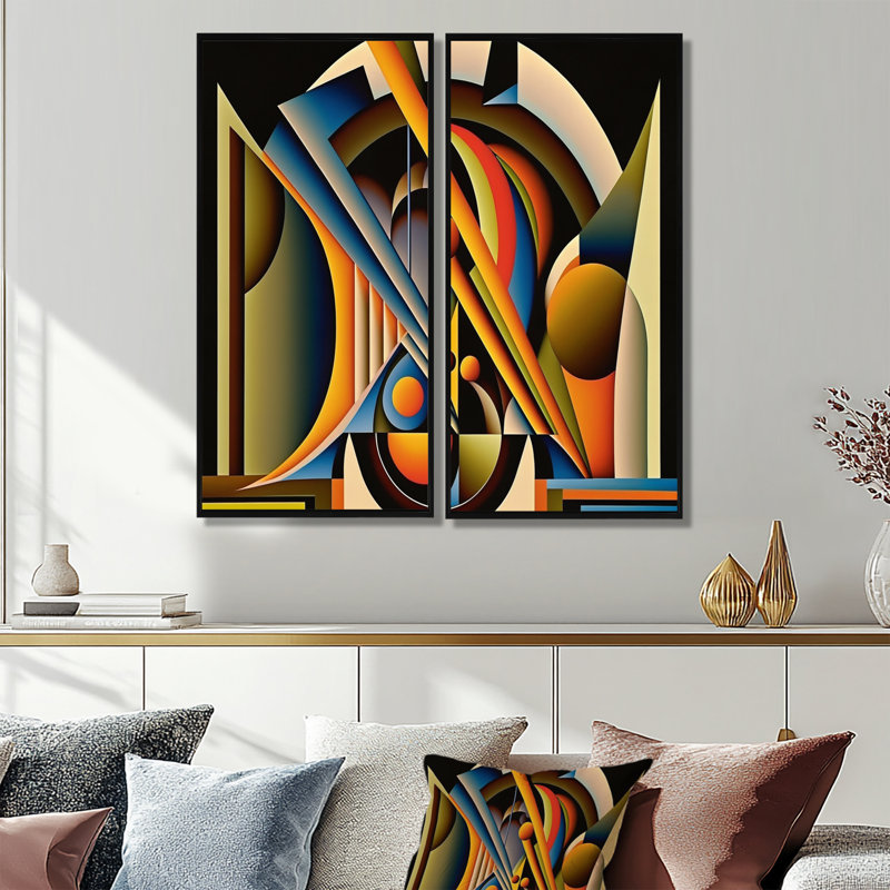 Circular Retro Dynamics I - Large, impression géométrique abstraite sur toile, H 20 po x l 24 po, Noir