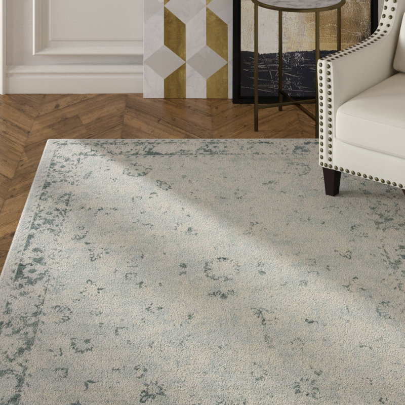 Tapis oriental gris en viscose / coton tissé à la main Brianne, Rectangle 9 pi x 12 pi