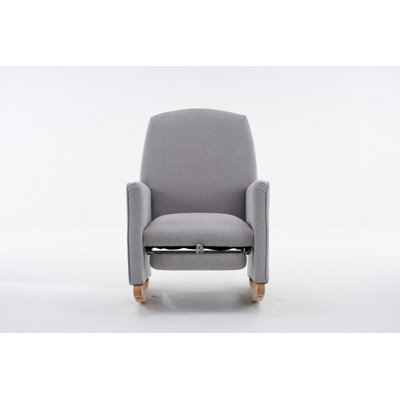 Cotton Linen Fabric Nursery Rocking Chair With Adjustable Footrest by Latitude Run