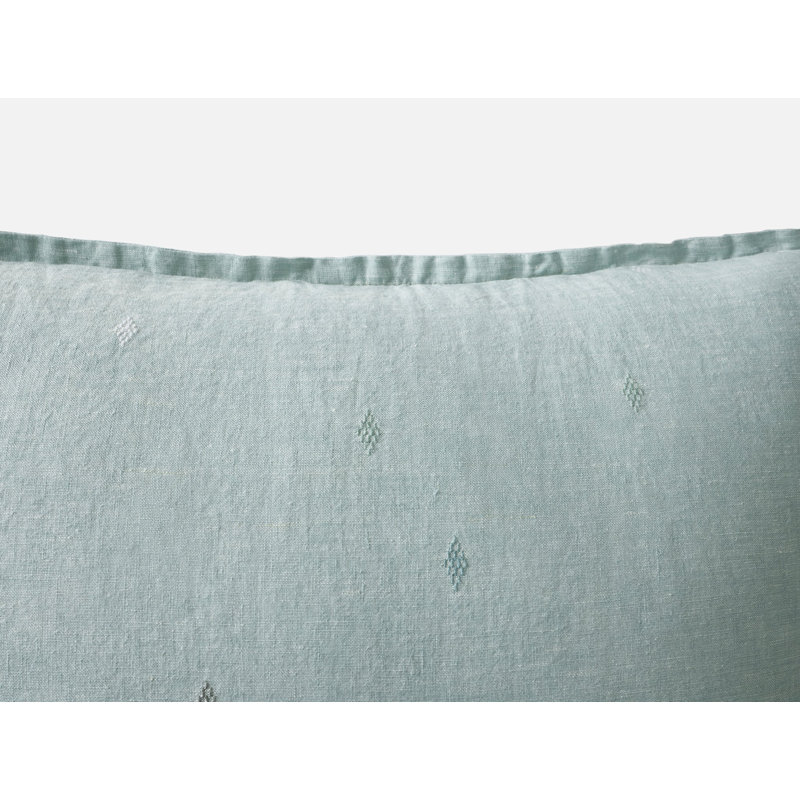 Taie décorative brodée Cambria, Euro, Chambray bleu pacifique avec multicolore