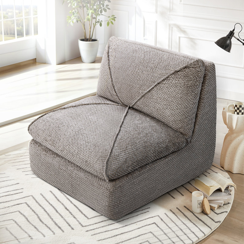 29.1''W Modern Sofa Leisure Armless Accent Chair, Lime Gray Linen Blend