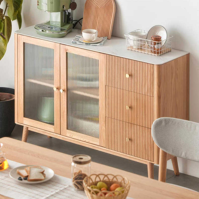 Buffet de table Modern Burlywood, H 33,46 po x l 47,24 po x P 13,78 po