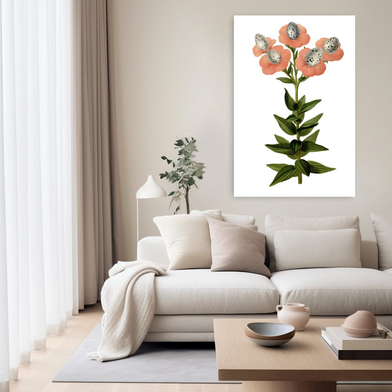 Œuf, art floral rétro fantaisiste, H 60 po x l 40 po