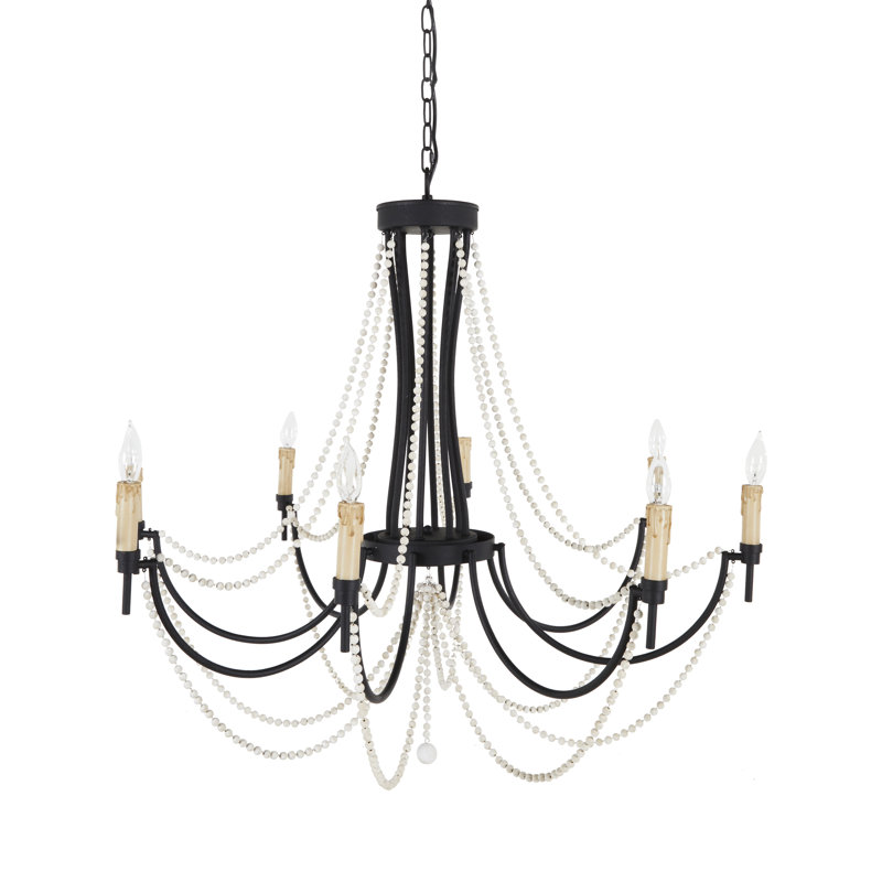 Percy 8 - Light Candle Style Empire Chandelier with Beaded Accents