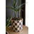  Checkered Clay Planters with Trays Set of 3 – 11" Tall