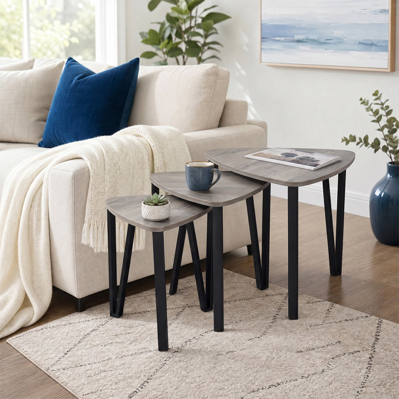 Ensemble de tables basses 3 pièces Triangle, Matte Black