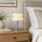 Beige Glass “burger” Table Lamp With Tri-color E26 Bulb, Plug-in Design
