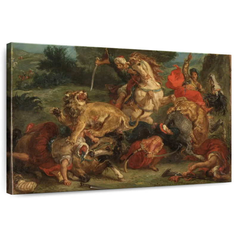 Senne la chasse au lion, H 16 po x l 24 po