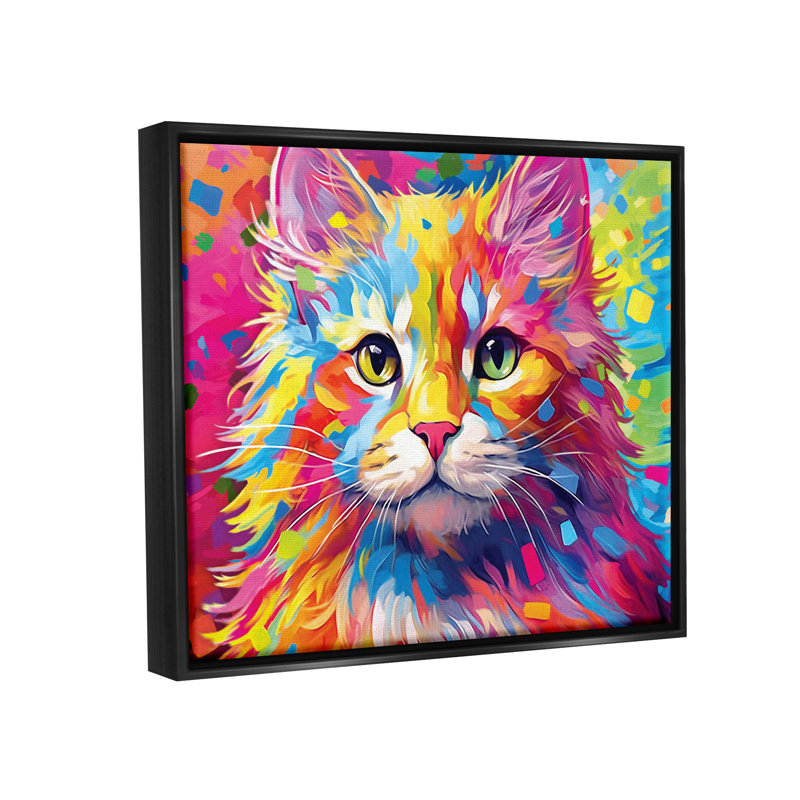 «Ba-449-Floater Vivid Cat», peinture encadrée sur toile par Image World, H 17 po x l 21 po x P 1,7 po