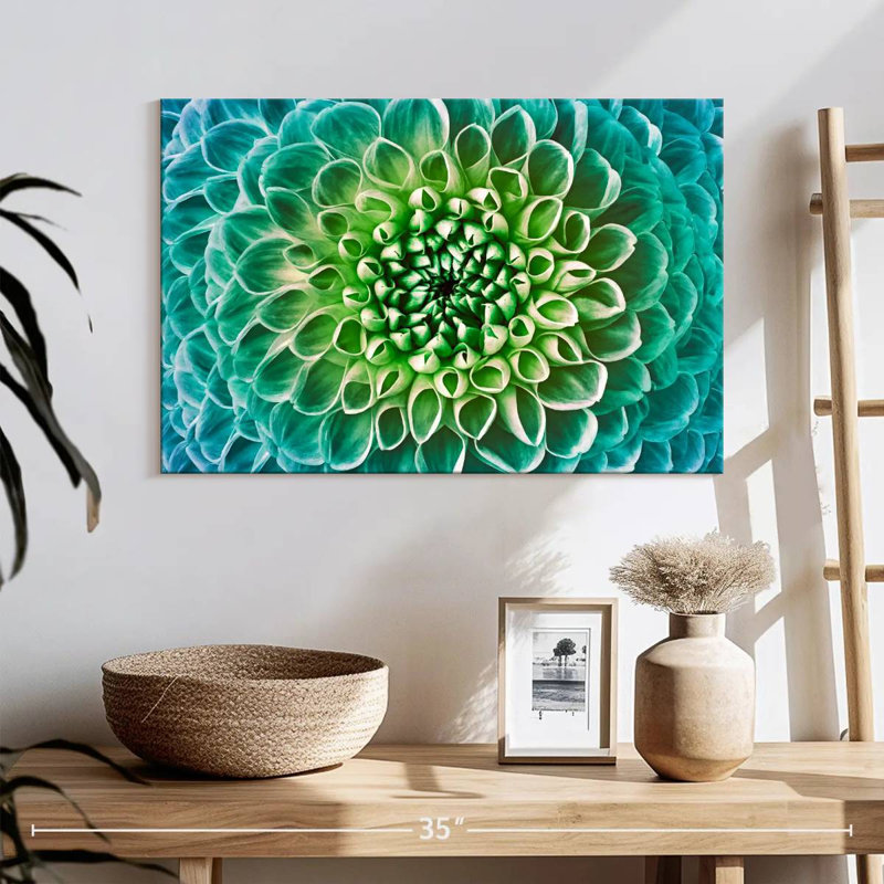 Fleur de dahlia turquoise Harnek, H 16 po x l 24 po