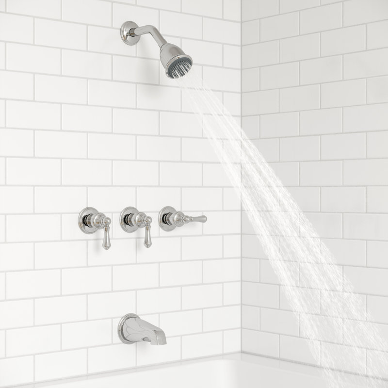 3-Handle Thermostatic Tub and Shower Faucet with Trim, Polished Chrome