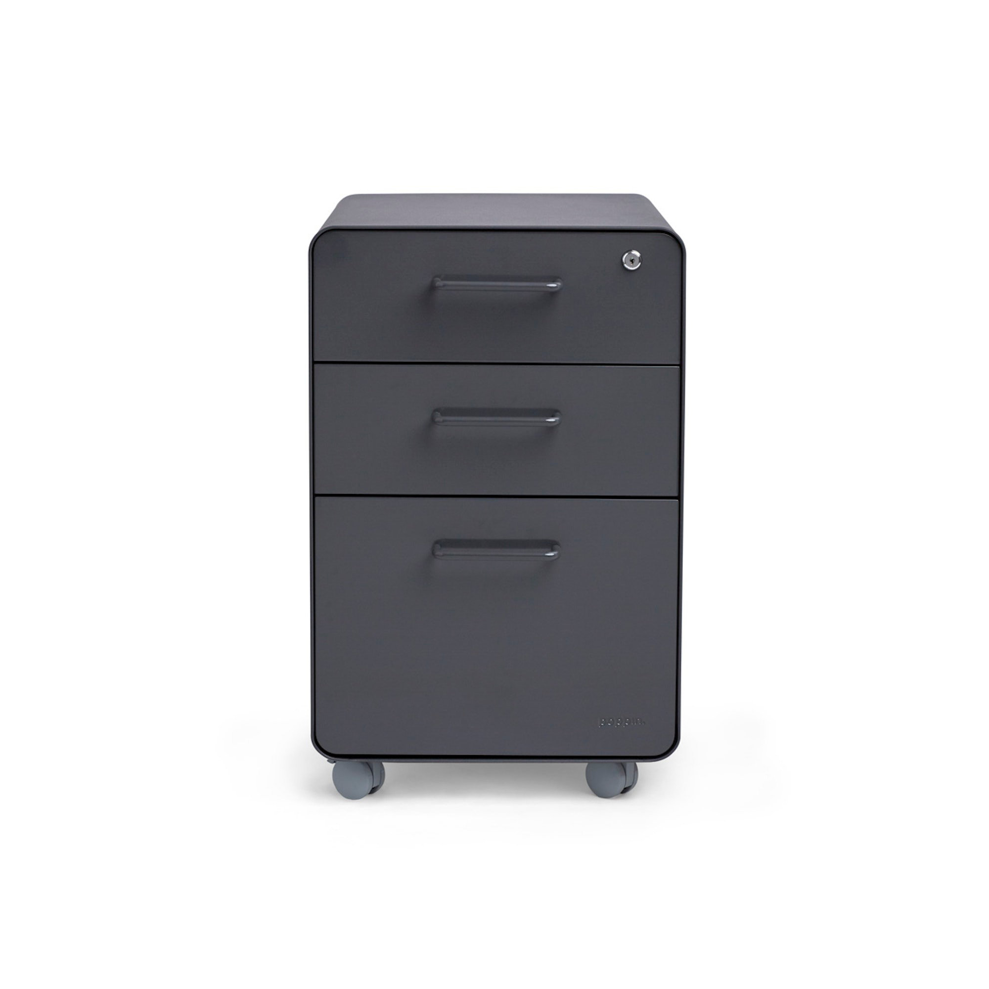 Stow 3 - Drawer Vertical File Cabinet, Charcoal, With Caster