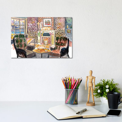 Quiet And Cozy Christmas Eve At Fireside In New York Pub by Markus & Martina Bleichner - Wrapped Canvas Gallery-Wrapped Canvas Giclée
