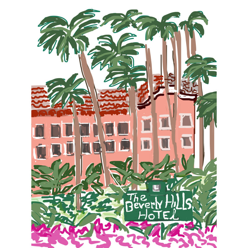 Beverly Hills Hotel Print by Deborah Blum, 31.25" H x 25.25" W