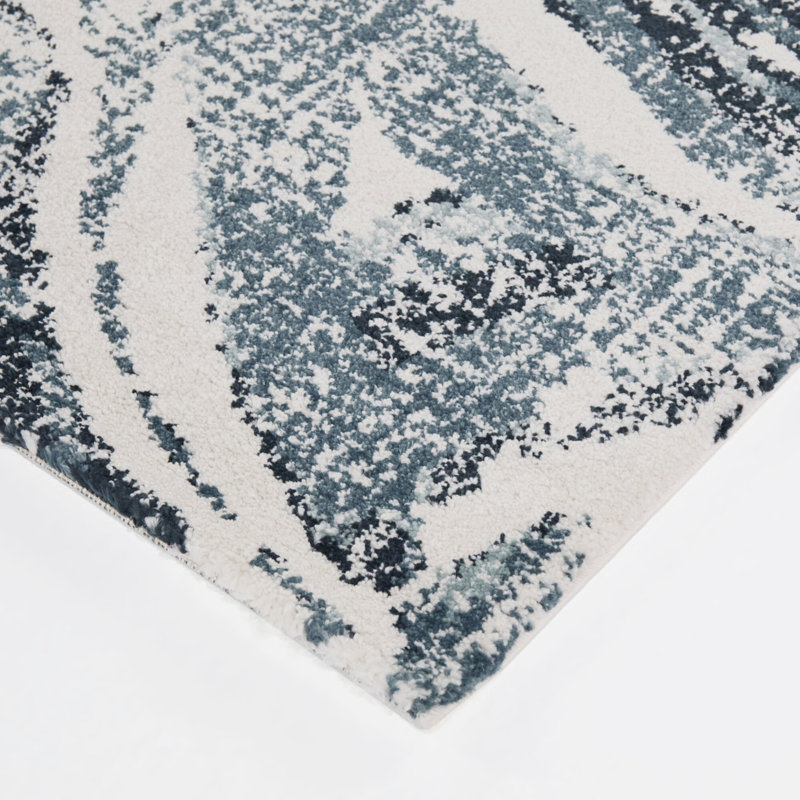 Julio Blue Wavy Abstract Area Rug, Rectangle 7'10" x 10'
