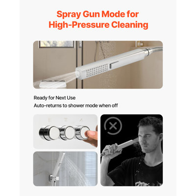 Ensemble de robinet de douche, système de douche de pluie à fixation au plafond de 10 pouces avec 6 jets de corps et douchette 2 en 1, ensemble de système de pomme de douche rotative à 3 fonctions, valve complète en laiton et ensemble de garniture, chrome
