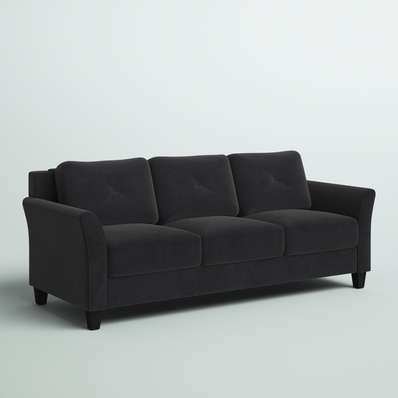 Lourdez Upholstered 56.3'' Loveseat, Black Microfiber, 3, 32.7"H x 78.7"W x 31.5"D
