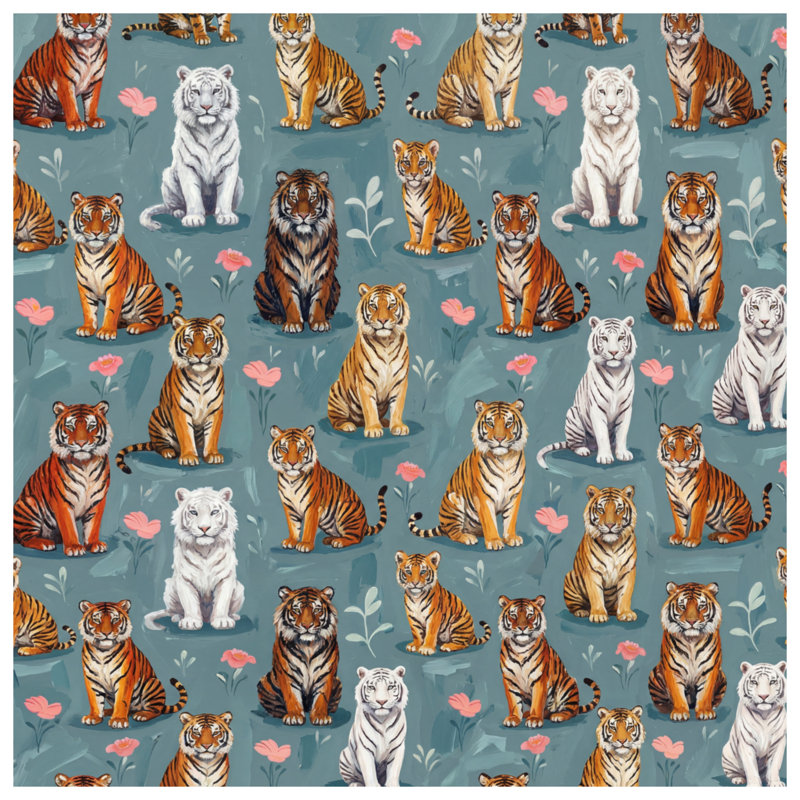 Various Tigers And Flowers Blankets, 50in W x 60in H