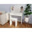 One Drawer Adjustable Mirror Vanity Table, Storage For Cosmetic Brushes, Comfortable Seating, Sleek Design, Ancient White Finish, Particle Board + , 35.02 In Depth Dresser Drawer, Open Shelves, 67.68