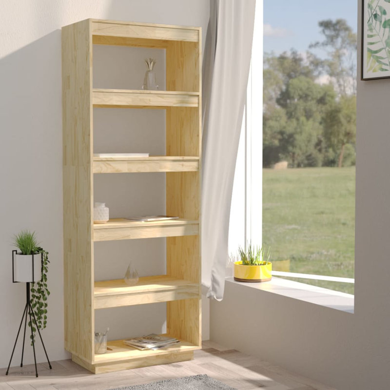 Gaizka 167cm H Solid Wood Etagere Bookcase, Brown, 167cm H x 60cm W x 35cm D