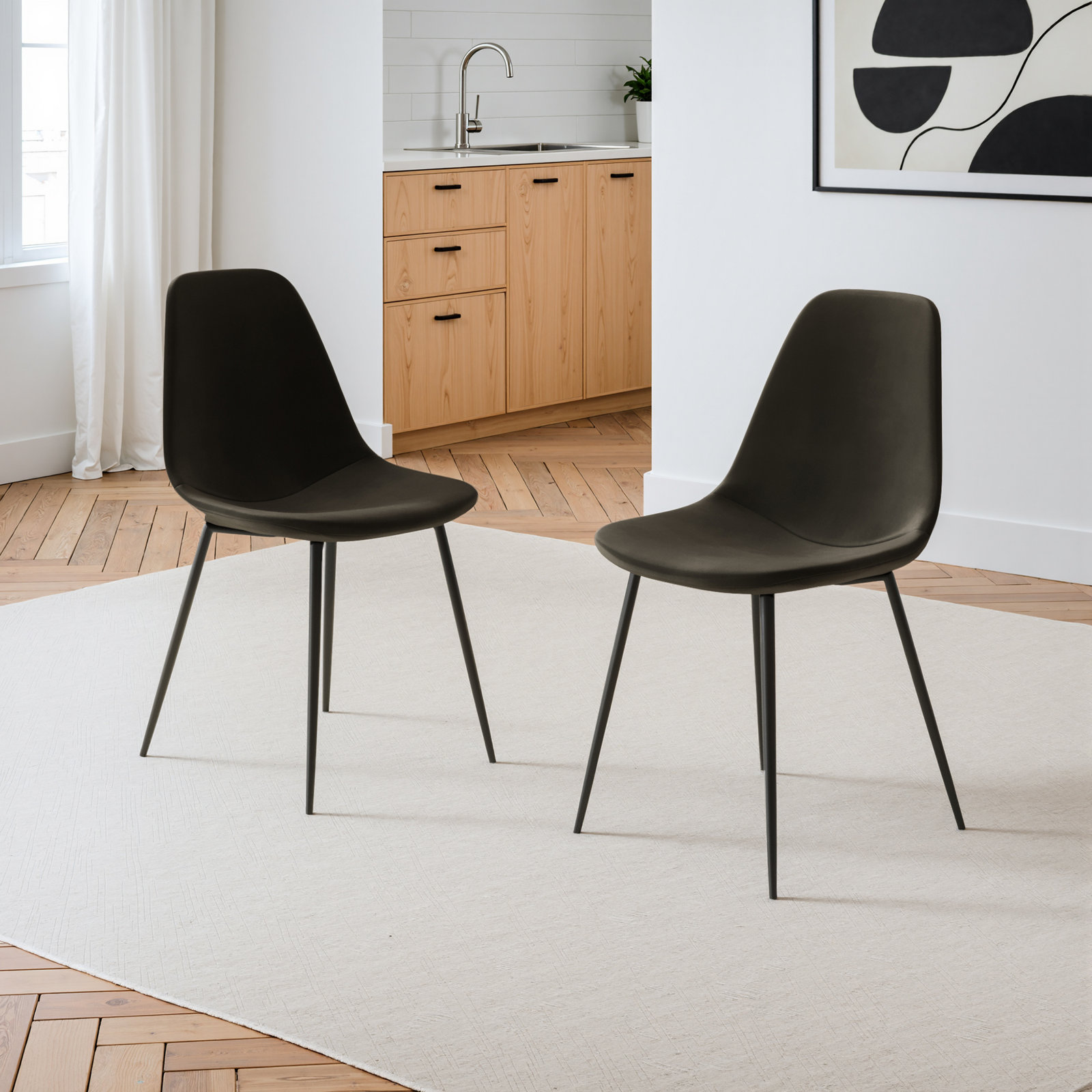 Kody Velvet Side Chair, Bella Smoke Performance Velvet