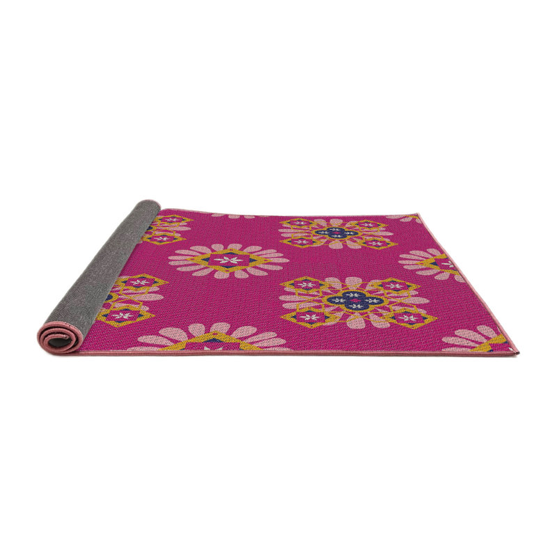Tapis rouge/brun tissé à la machine, Rond 6 pi
