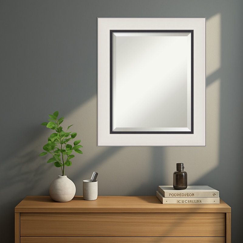 Ellie Beveled Framed Wall Mirror, 25.5" x 21.5", Silver Black