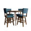 Ensemble de salle à manger à hauteur de comptoir 5 pièces avec chaises pivotantes capitonnées, bleu-1234170511