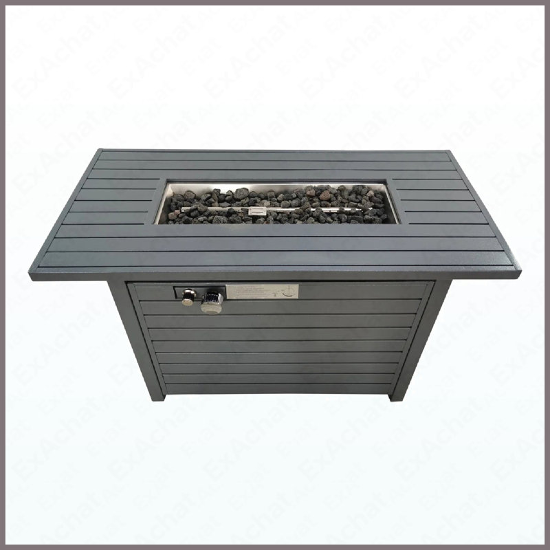 Table de foyer rectangulaire au propane en acier 40000 BTU pour la cour extérieure
