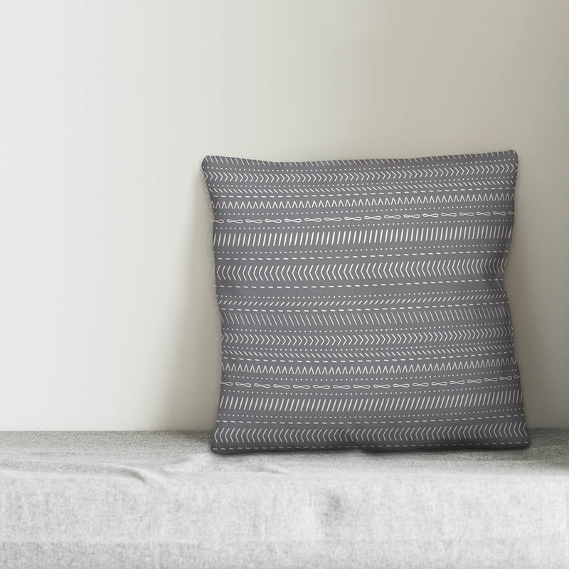 Chevron Throw Pillow, 18" x 18", Gray Geometric 2