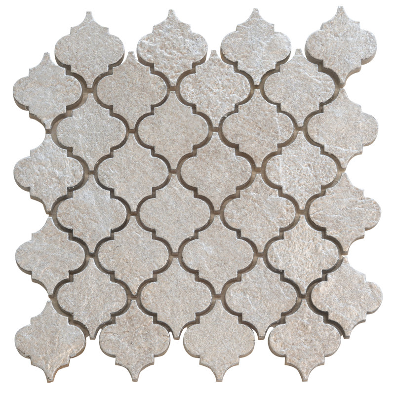 Artisana 12x12 in. Silver Gray Textured, Foiled Resin Arabesque Lantern Mosaic Wall Tile (5 sq ft/case, 5-Pack)