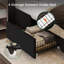 Upholstered Platform Bed Frame With 4 Storage Drawers And Wingback Headboard, No Box Spring Required, Easy Assembly-1343299952-1354265576